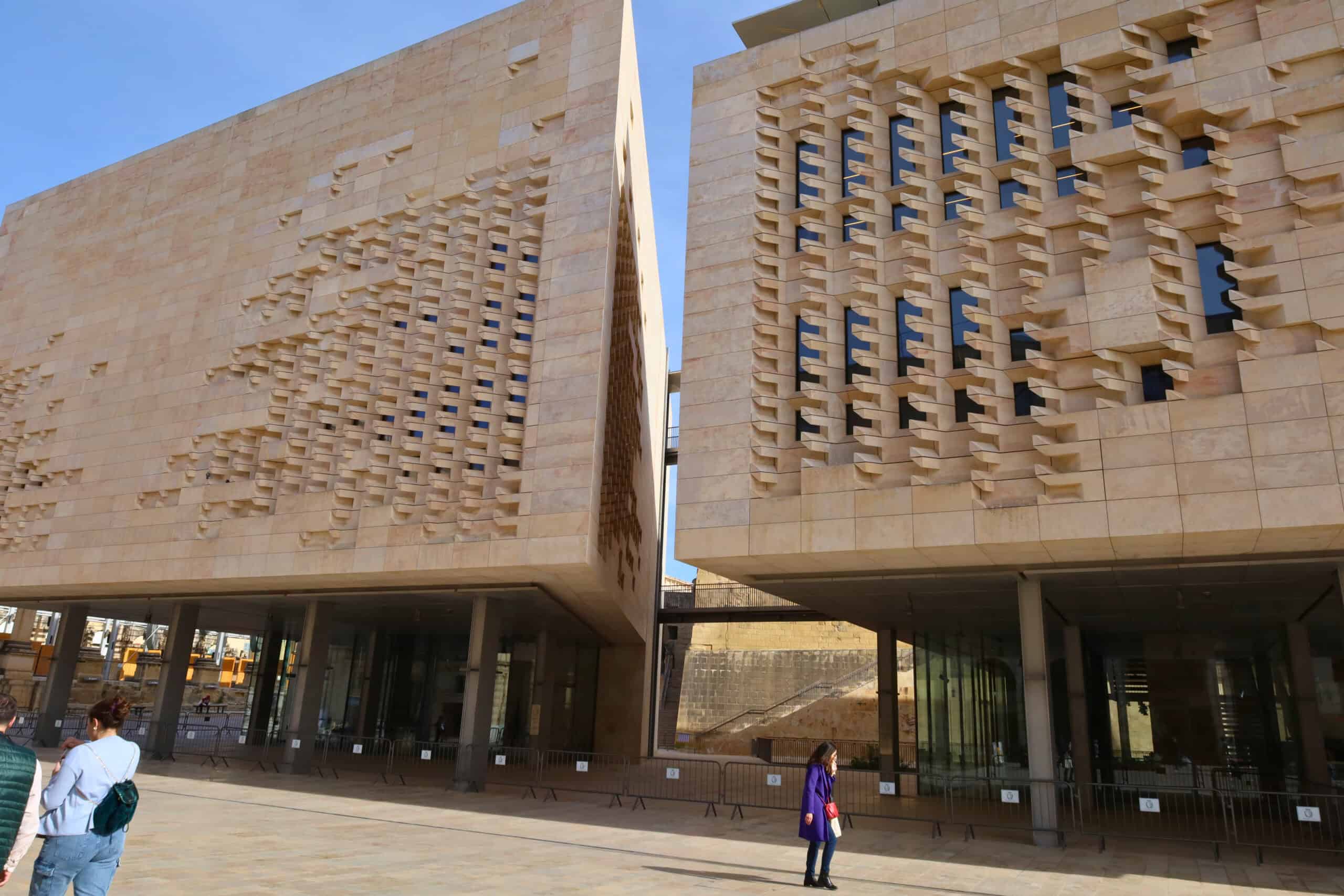 Modern angular architecture of Malta’s Parliament building in Valletta
