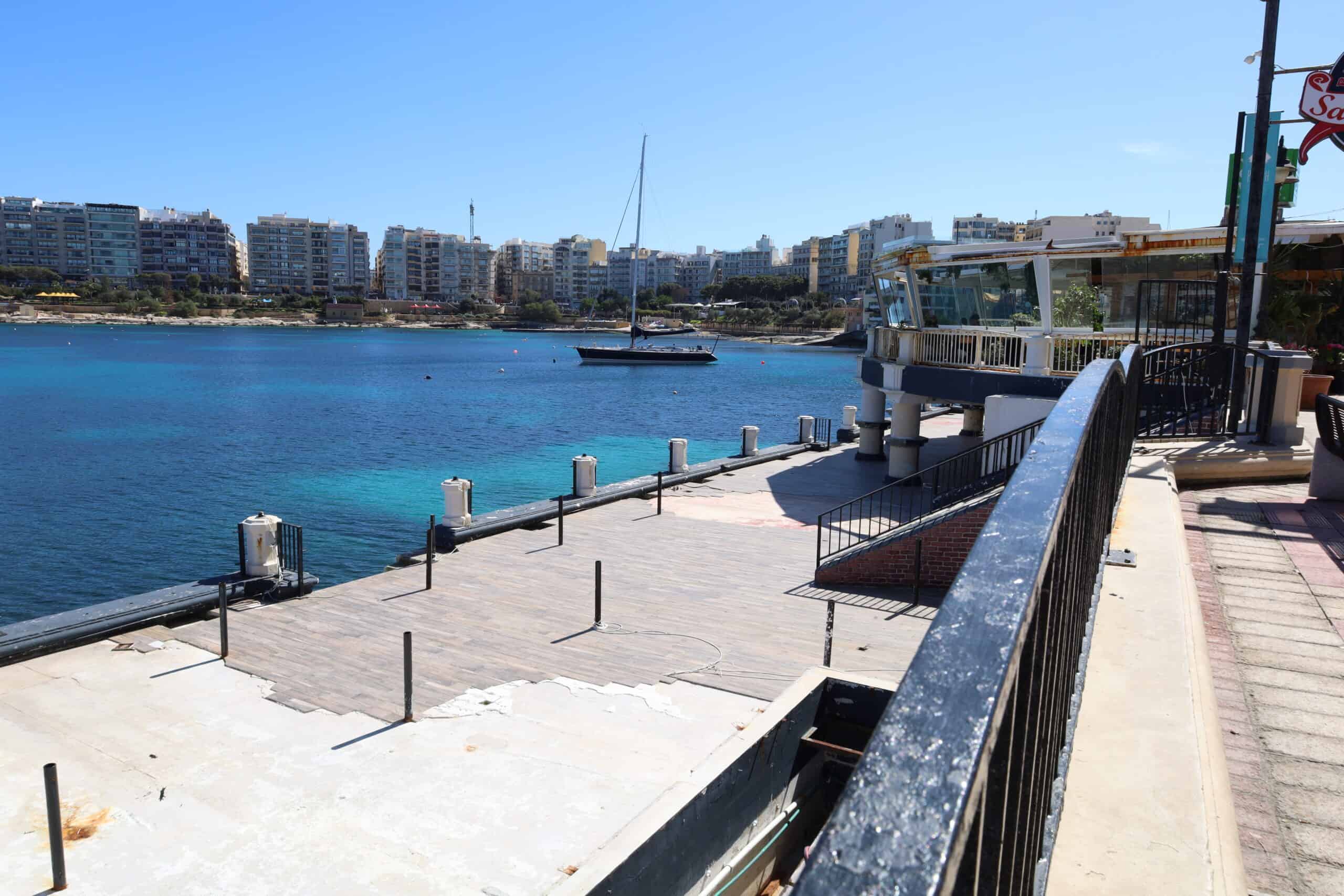 Oceanfront railing with a sea view near Sliema