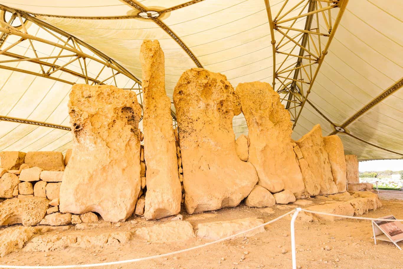Large vertical standing stones forming part of the Mnajdra Temple complex.