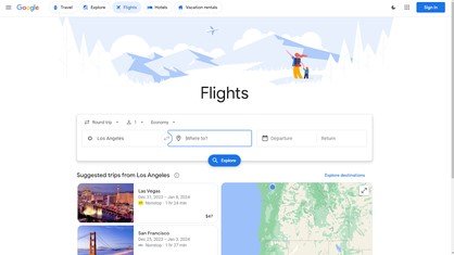 Google Flights search interface