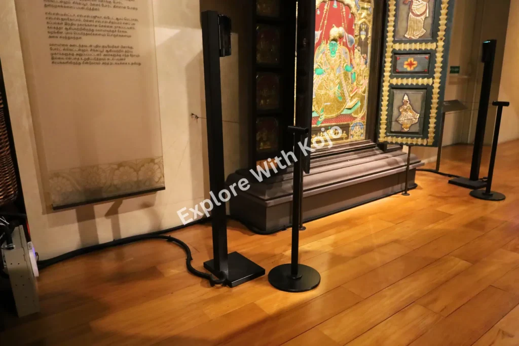 Intricate painted panel on display at Indian Heritage Centre Singapore