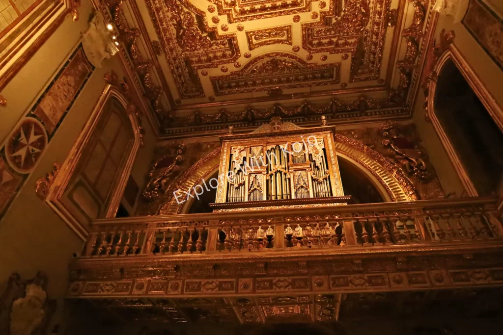 Balcony and ceiling frescoes in St. John&rsquo;s Co-Cathedral,&nbsp;Malta.