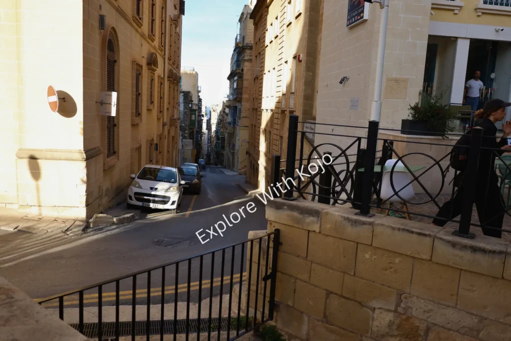 Alt Text: along a main street in Valletta, Malta.