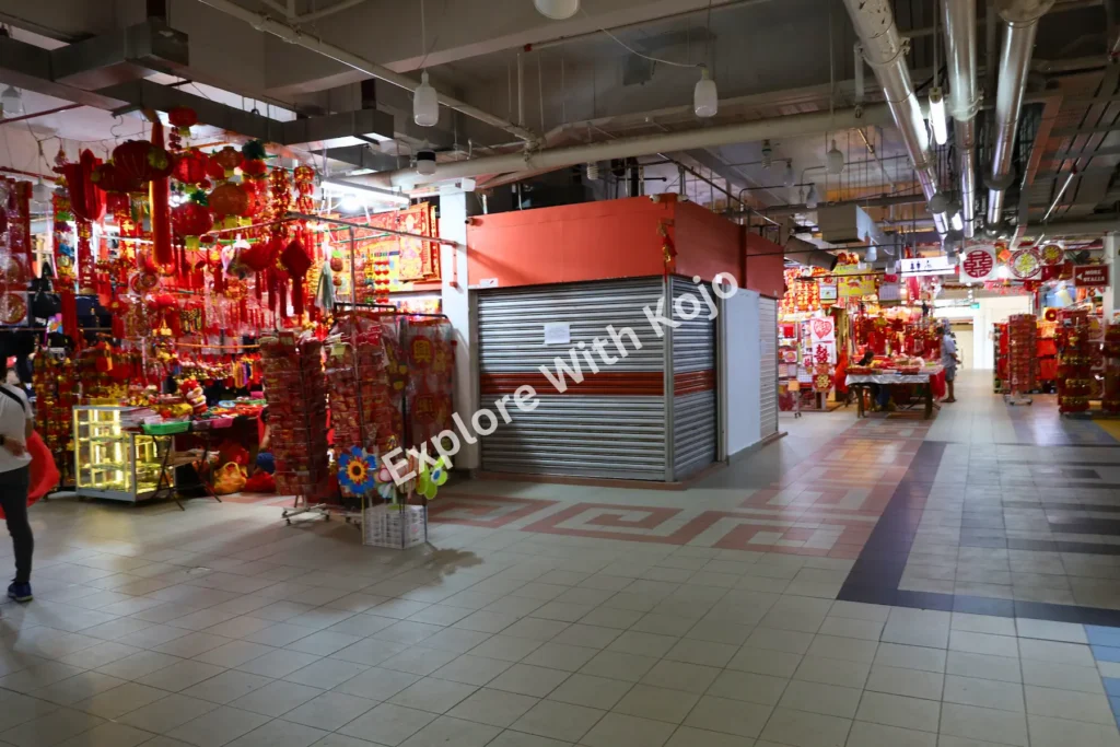 Red Chinese New Year decorations in Chinatown Singapore