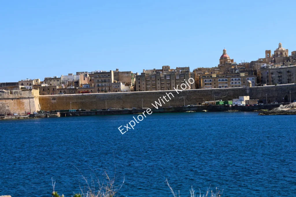 Historic limestone buildings by the waterfront&nbsp;in&nbsp;Malta.
