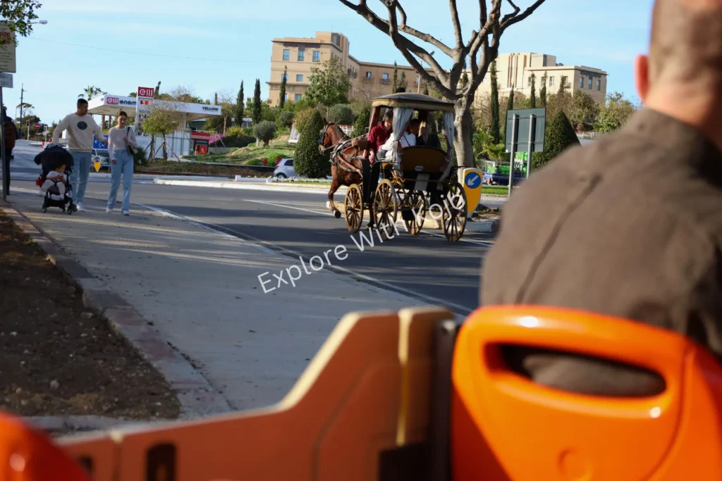 Horse-drawn carriage carrying tourists in Valletta, Malta.