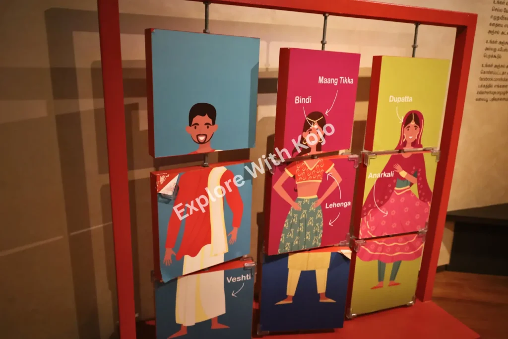 Interactive display of Indian cultural dress styles at Indian Heritage Centre Singapore