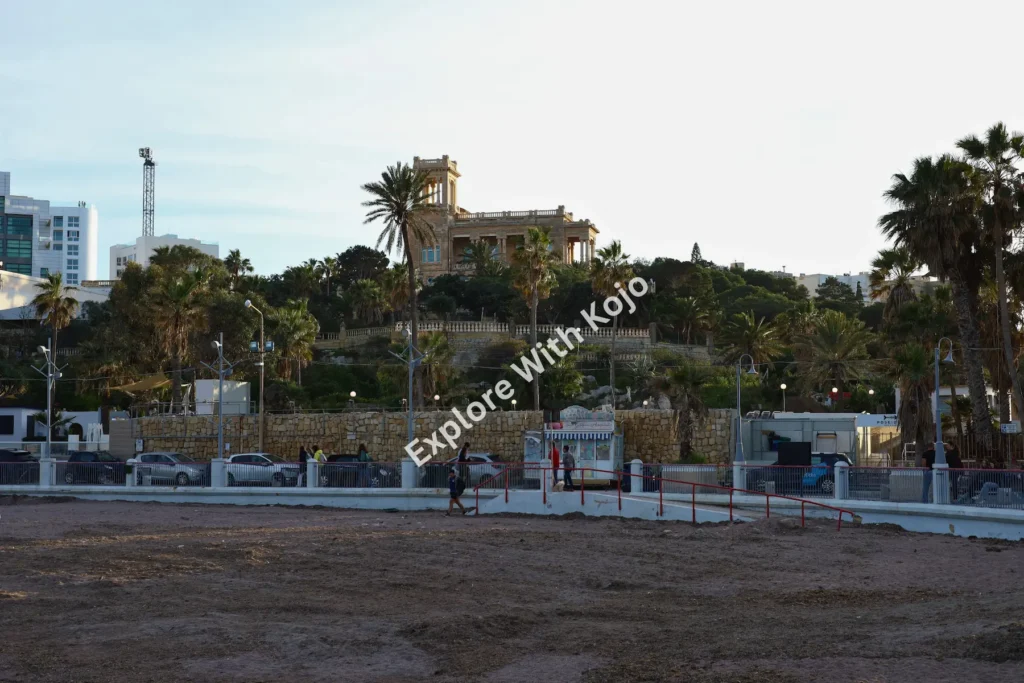 Public square with palm trees and open space in Malta.