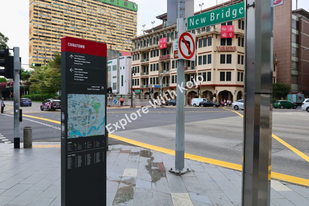 Map signboard in Singapore&rsquo;s Chinatown on New Bridge Road.
