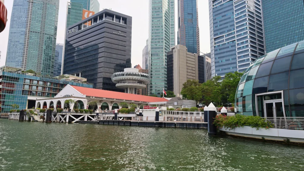 Skyscrapers and waterfront views around Marina Bay in Singapore