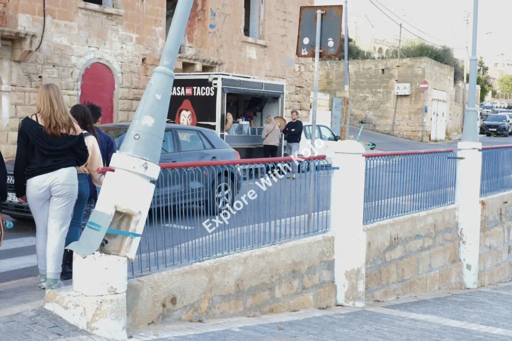 Traditional Maltese architecture street scene.