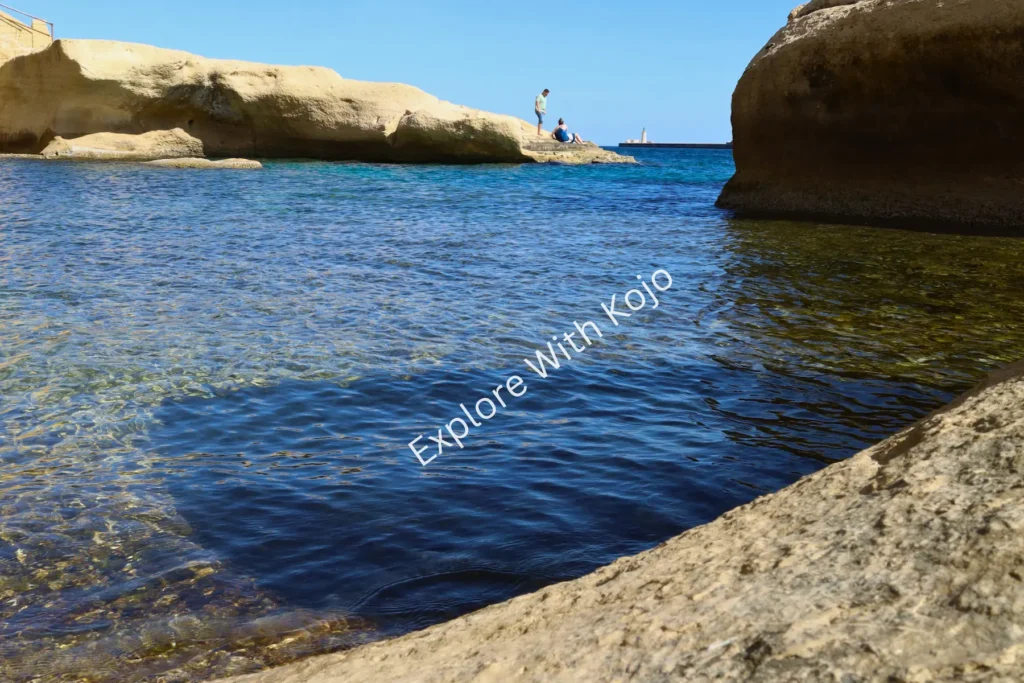 Secluded cove with blue sea and rocky&nbsp;cliffs&nbsp;Malta.