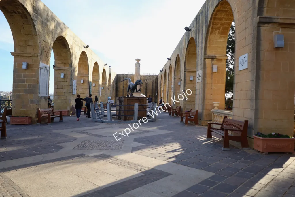 Stone arches at Upper Barrakka Gardens in&nbsp;Valletta&nbsp;Malta.