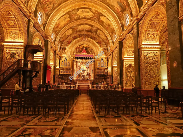 Interior of Saint Johns Co-Cathedral in Valletta, Malta