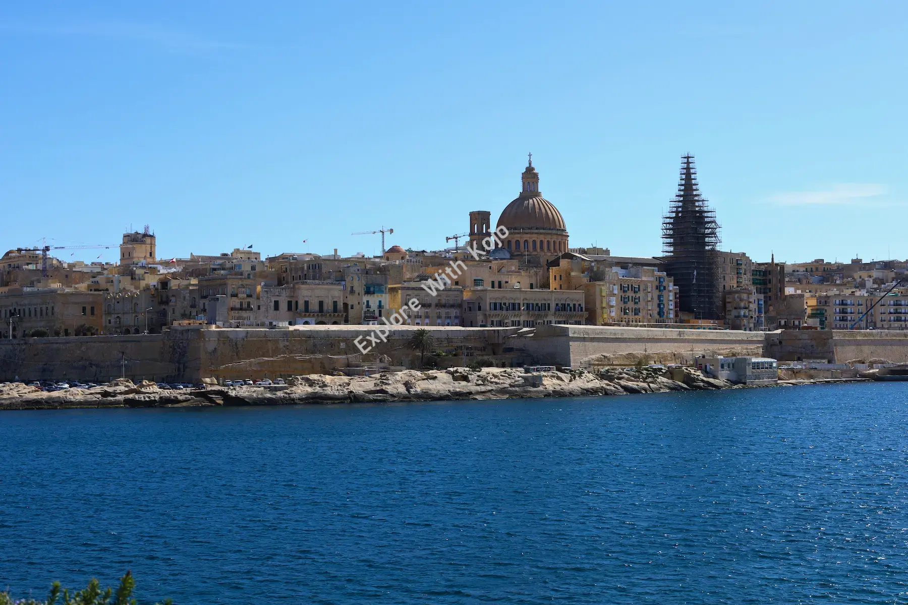 View of Valletta skyline from across the harbor