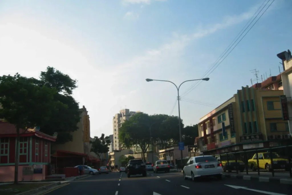 Street view of Balestier, Singapore, a quiet area with budget hotels