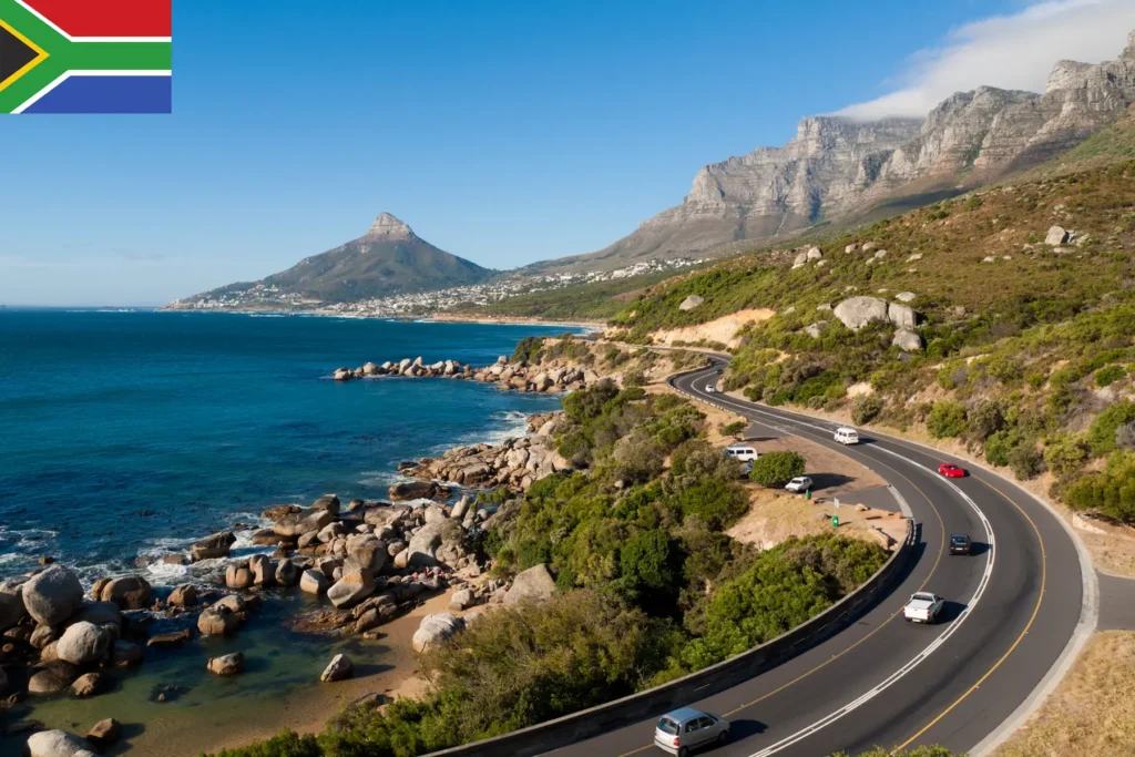 Scenic coastal road in Cape Town, South Africa.