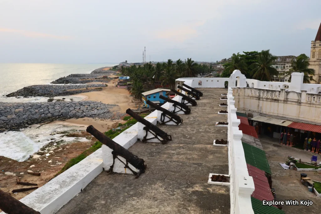 Cannons overlooking the Atlantic Ocean from Cape Coast Castle in Ghana