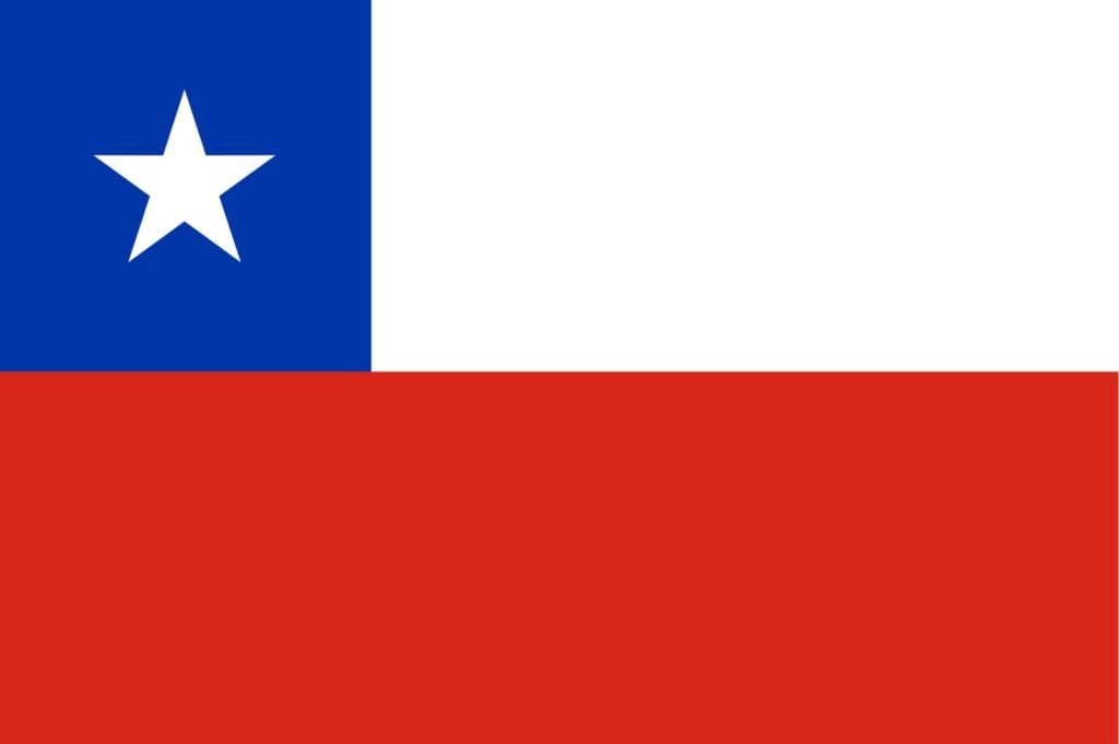 National flag of Chile with a blue square, white star, and red and white horizontal stripes, resembling both the American and Texan flags.