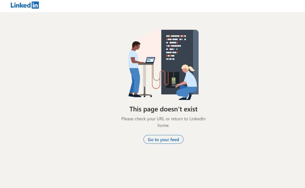Screenshot showing Claris Ling Min Rui’s deleted LinkedIn profile page displaying the message ‘This page doesn’t exist