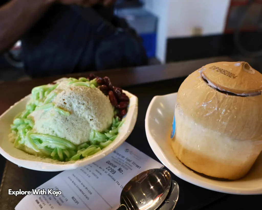 Fresh coconut and dessert served in Singapore