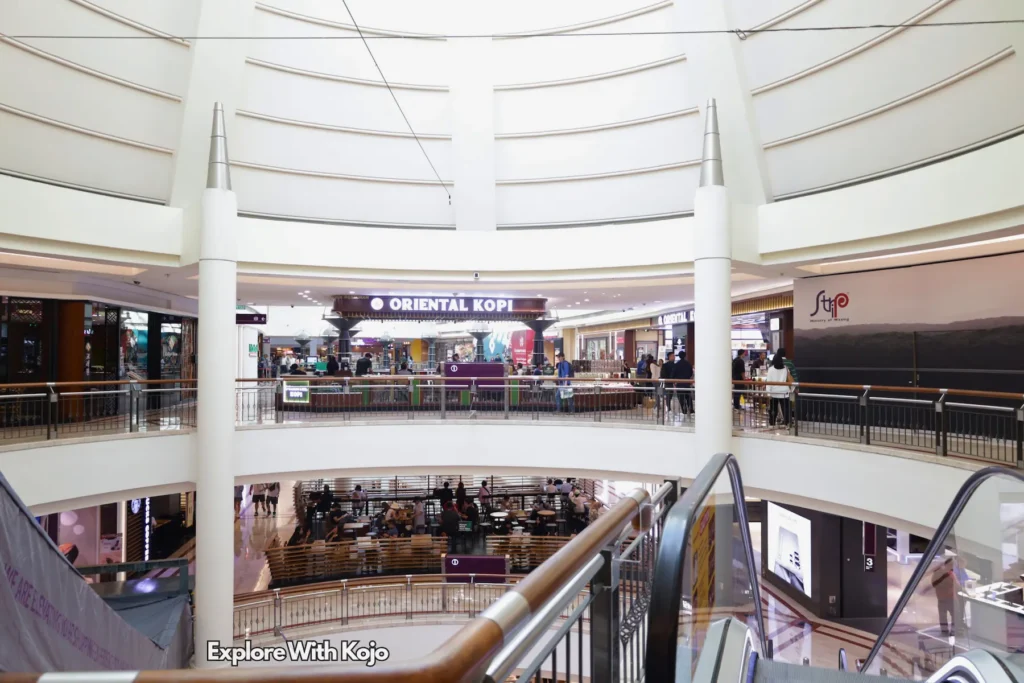 Striking dome ceiling at Suria KLCC Mall.
