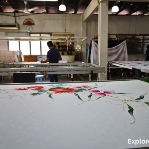 Finished batik floral painting in Kuala Lumpur workshop