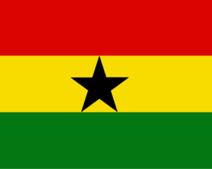 National flag of Ghana featuring red, yellow, and green stripes with a black star in the center.