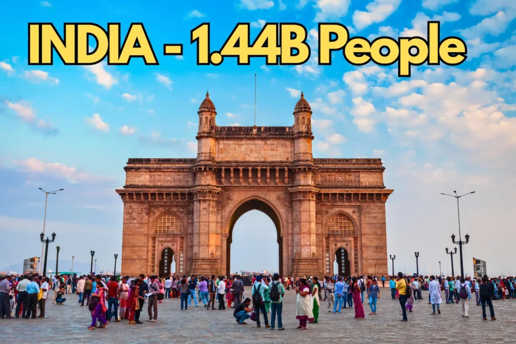 India population 2025 with 1.44 billion people, Gateway of India view
