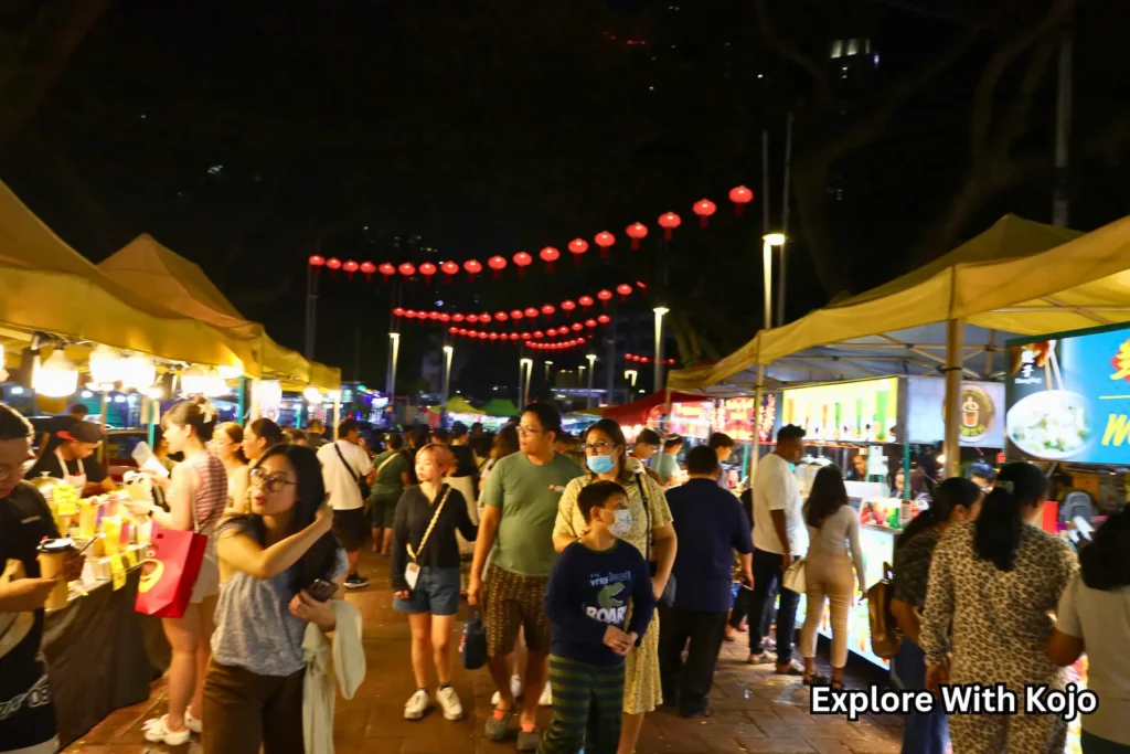 Large crowd enjoying street food at Jalan Alor Kuala Lumpur