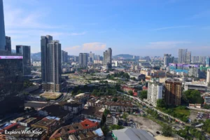 Aerial view of Kuala Lumpur cityscape with modern skyscrapers and residential areas in Malaysia’s capital