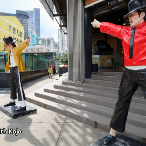 Statue of Michael Jackson outside a shop in Kuala Lumpur