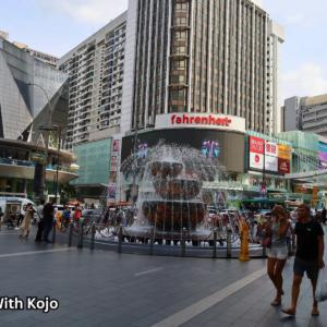 Pavilion Crystal Fountain with crowds in Bukit Bintang Kuala Lumpur