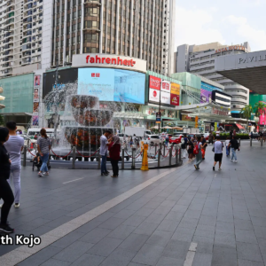 Shoppers walking outside Fahrenheit88 Mall in Bukit Bintang Kuala Lumpur