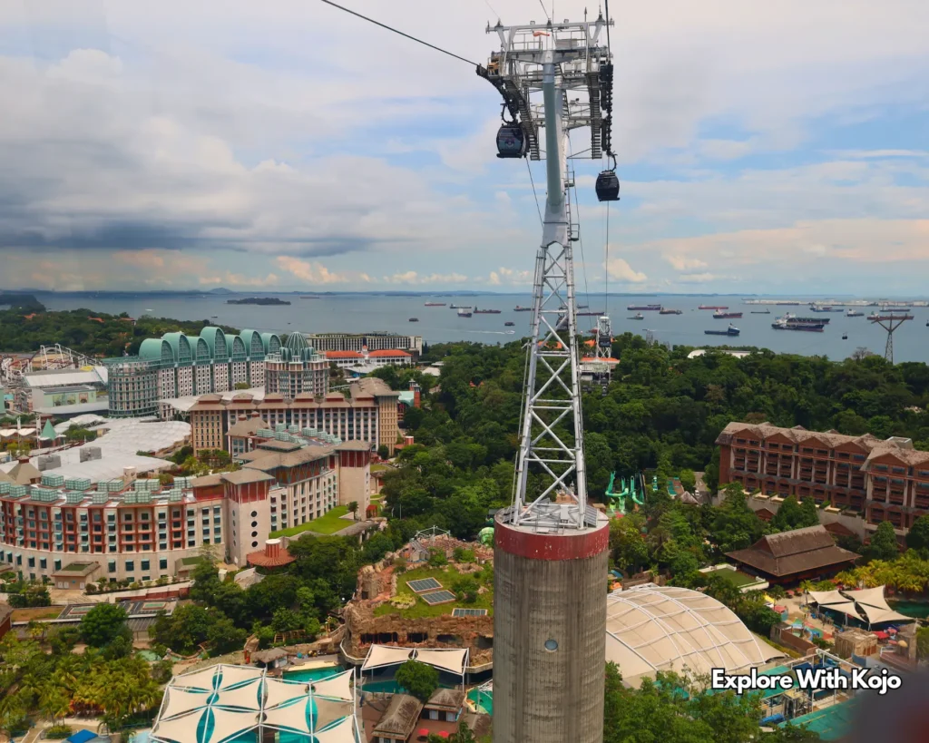 Cable car ride to Sentosa Island in Singapore