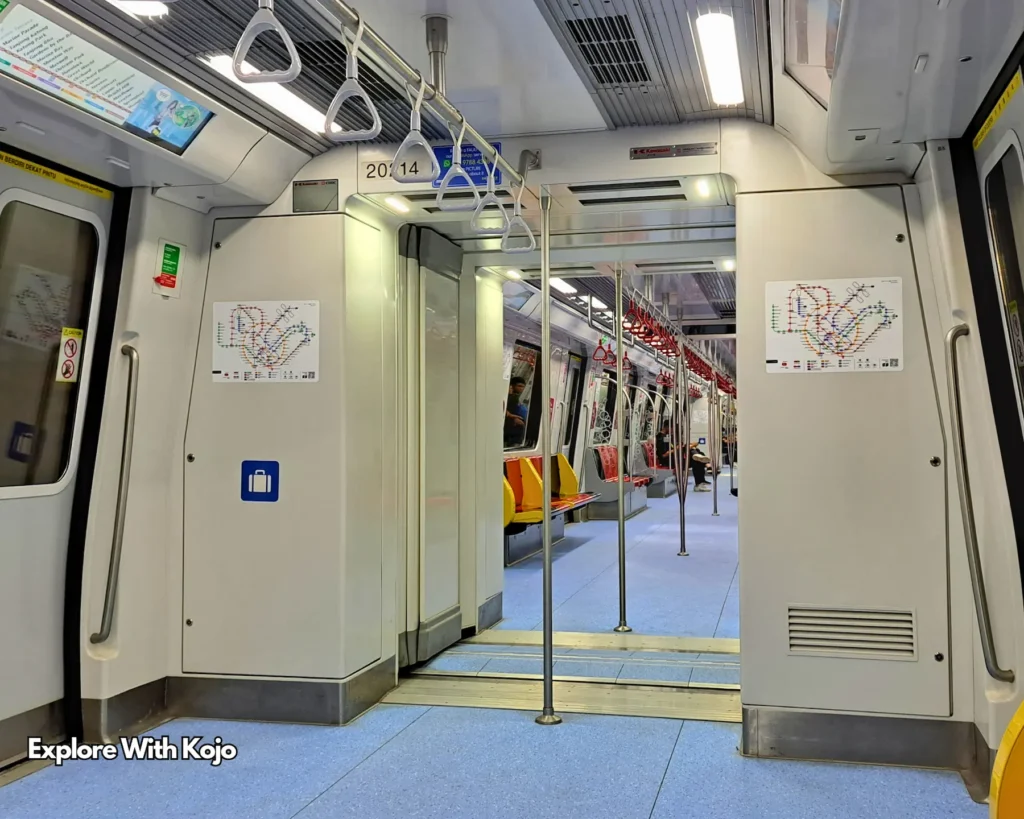 Empty MRT train interior in Singapore