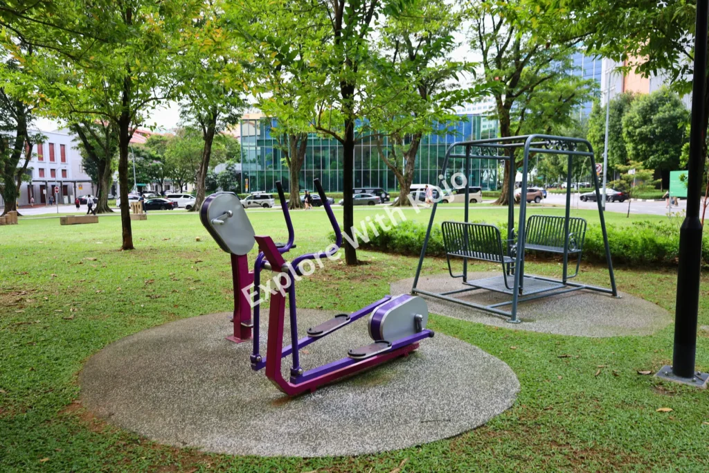 Outdoor fitness equipment in a public park in Singapore.