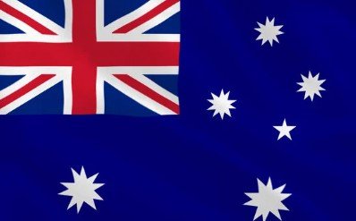 Flag of Australia with the Union Jack and white stars on blue.