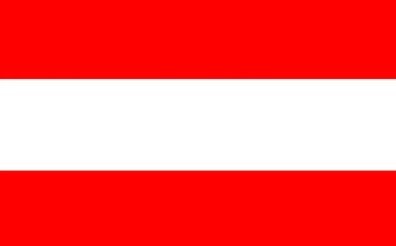 Flag of Austria with red, white, and red horizontal stripes.