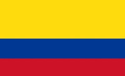 Flag of Colombia with yellow, blue, and red horizontal stripes.