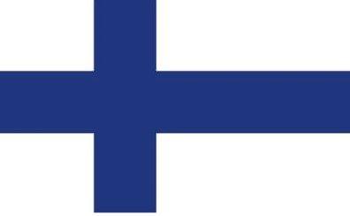 Flag of Finland with blue Nordic cross on white background.