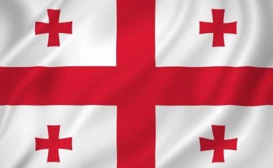 Flag of Georgia with five red crosses on a white field.