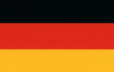 Flag of Germany with black, red, and gold horizontal stripes.