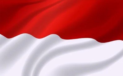 Flag of Indonesia with red and white horizontal bands.