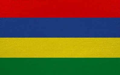 Flag of Mauritius with red, blue, yellow, and green horizontal stripes.