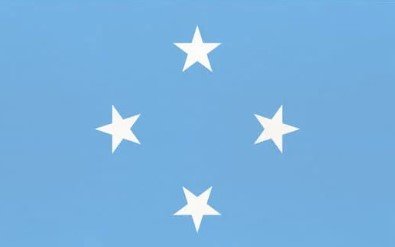 Flag of Micronesia with light blue field and four white stars.