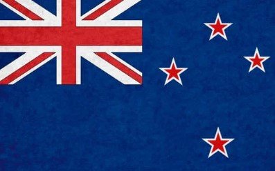 Flag of New Zealand with blue field, Union Jack, and four red stars.