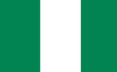 Flag of Nigeria with green, white, and green vertical stripes.
