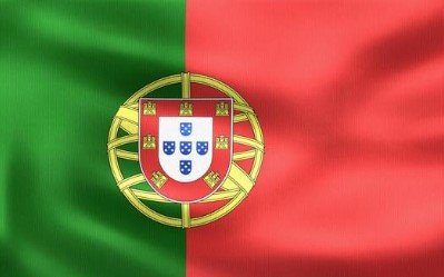 Flag of Portugal with green and red vertical halves and coat of arms.