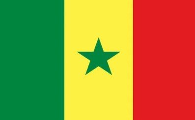 Flag of Senegal with green, yellow, and red vertical stripes and green star.